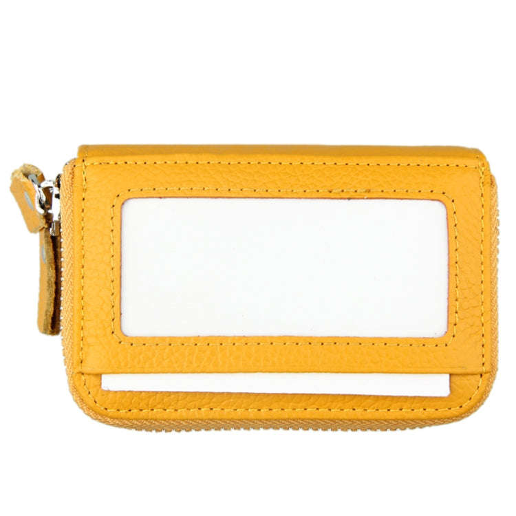Genuine Cowhide Leather Dual Layer Solid Color Zipper Card Holder Wallet RFID Blocking Coin Purse...