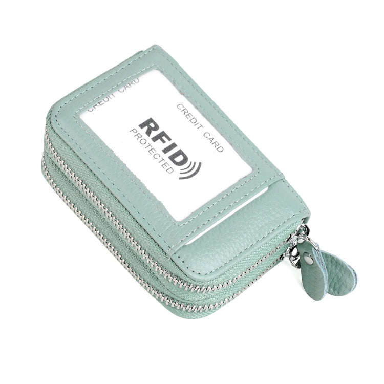 Genuine Leather Dual Layer Zipper Card Holder Wallet RFID Blocking Purse, Size: 10.5x7.0x4.0cm(Sk...