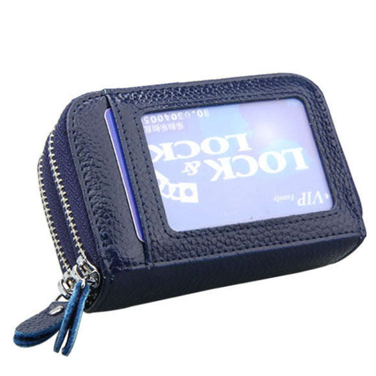 Genuine Leather Dual Layer Zipper Card Holder Wallet RFID Blocking Purse, Size: 10.5x7.0x4.0cm(Da...