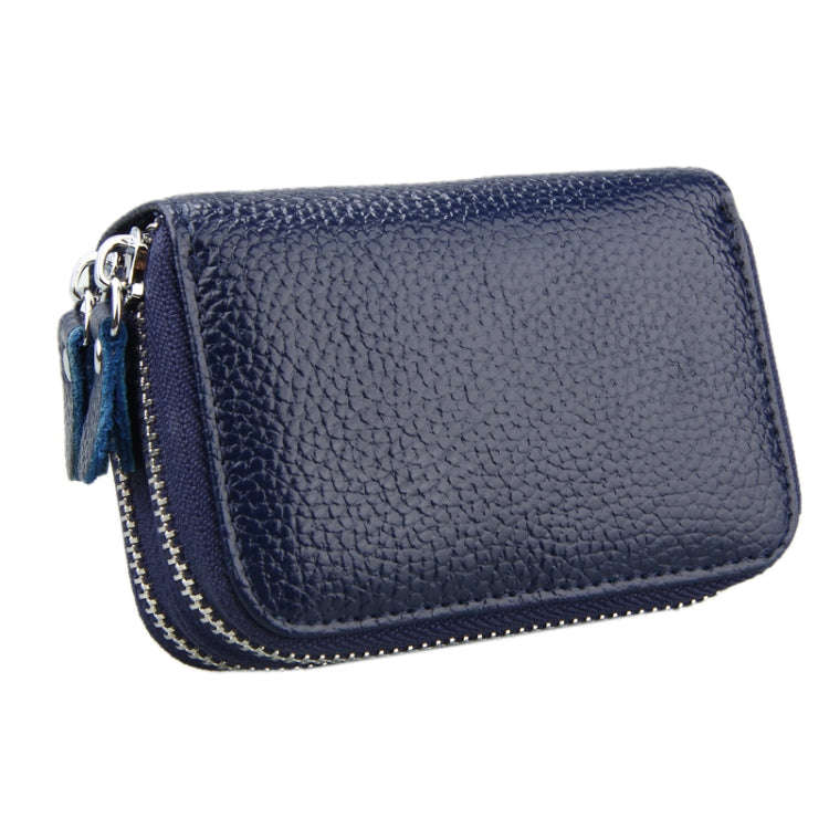 Genuine Leather Dual Layer Zipper Card Holder Wallet RFID Blocking Purse, Size: 10.5x7.0x4.0cm(Da...
