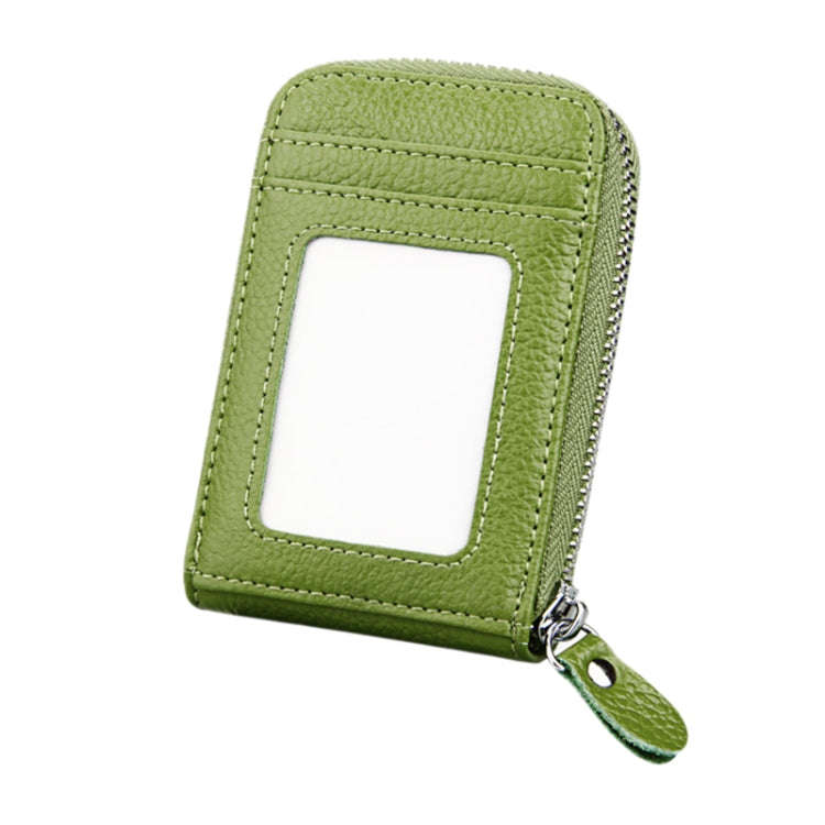 Genuine Cowhide Leather Solid Color Zipper Vertical Card Holder Wallet RFID Blocking Card Bag Pro...