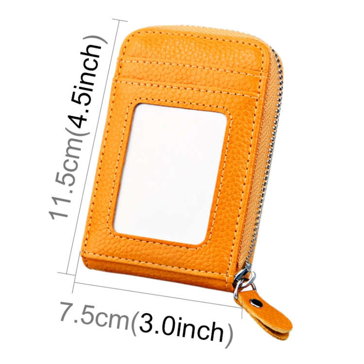 Genuine Cowhide Leather Solid Color Zipper Vertical Card Holder Wallet RFID Blocking Card Bag Pro...