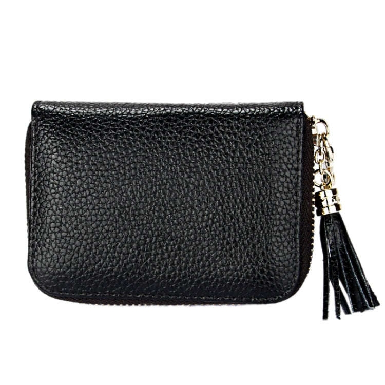 Genuine Cowhide Leather Solid Color Zipper Card Holder Wallet RFID Blocking Card Bag Protect Case...