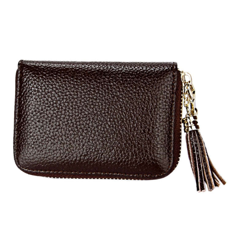 Genuine Cowhide Leather Solid Color Zipper Card Holder Wallet RFID Blocking Card Bag Protect Case...