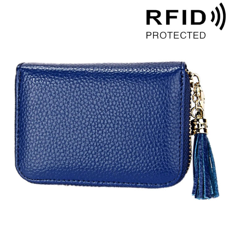 Genuine Cowhide Leather Solid Color Zipper Card Holder Wallet RFID Blocking Card Bag Protect Case...