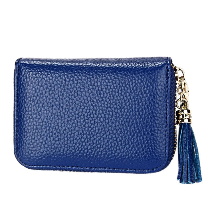 Genuine Cowhide Leather Solid Color Zipper Card Holder Wallet RFID Blocking Card Bag Protect Case...