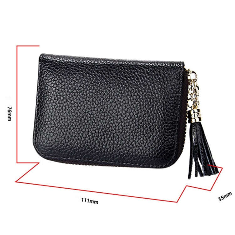 Genuine Cowhide Leather Solid Color Zipper Card Holder Wallet RFID Blocking Card Bag Protect Case...