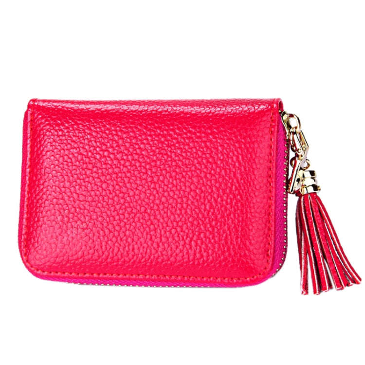 Genuine Cowhide Leather Solid Color Zipper Card Holder Wallet RFID Blocking Card Bag Protect Case...