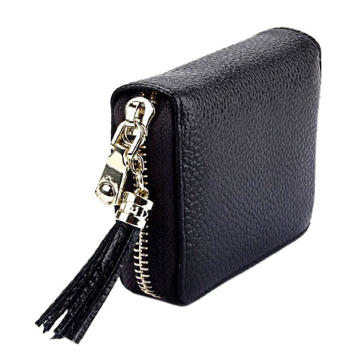 Genuine Cowhide Leather Solid Color Zipper Card Holder Wallet RFID Blocking Card Bag Protect Case...