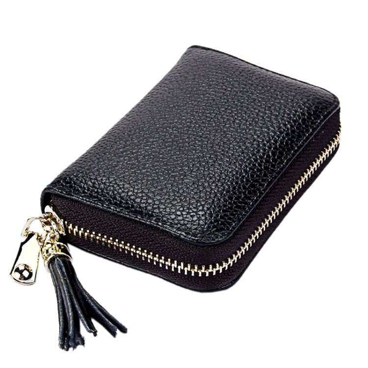 Genuine Cowhide Leather Solid Color Zipper Card Holder Wallet RFID Blocking Card Bag Protect Case...
