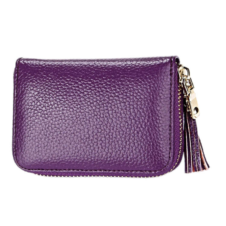 Genuine Cowhide Leather Solid Color Zipper Card Holder Wallet RFID Blocking Card Bag Protect Case...