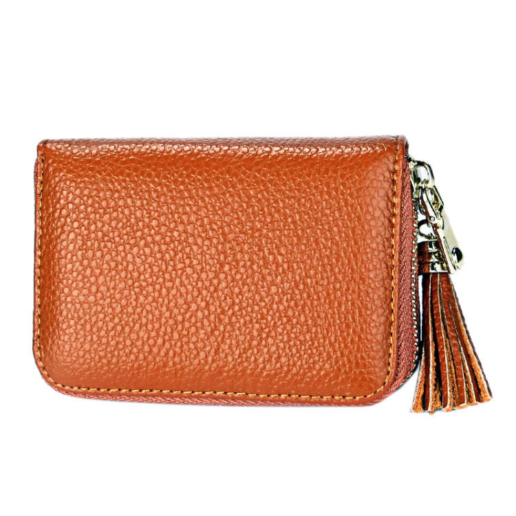 Genuine Cowhide Leather Solid Color Zipper Card Holder Wallet RFID Blocking Card Bag Protect Case...