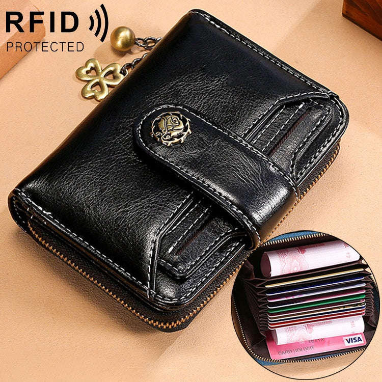 3522 Short Anti-magnetic RFID Wallet Multi-function Wallet for Ladies, with Card Slots(Black)