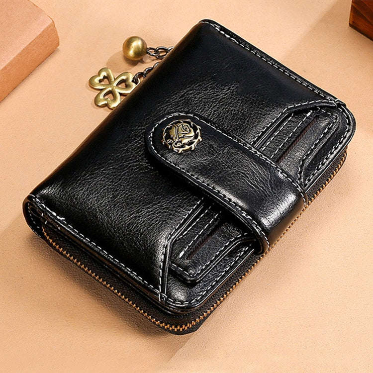3522 Short Anti-magnetic RFID Wallet Multi-function Wallet for Ladies, with Card Slots(Black)