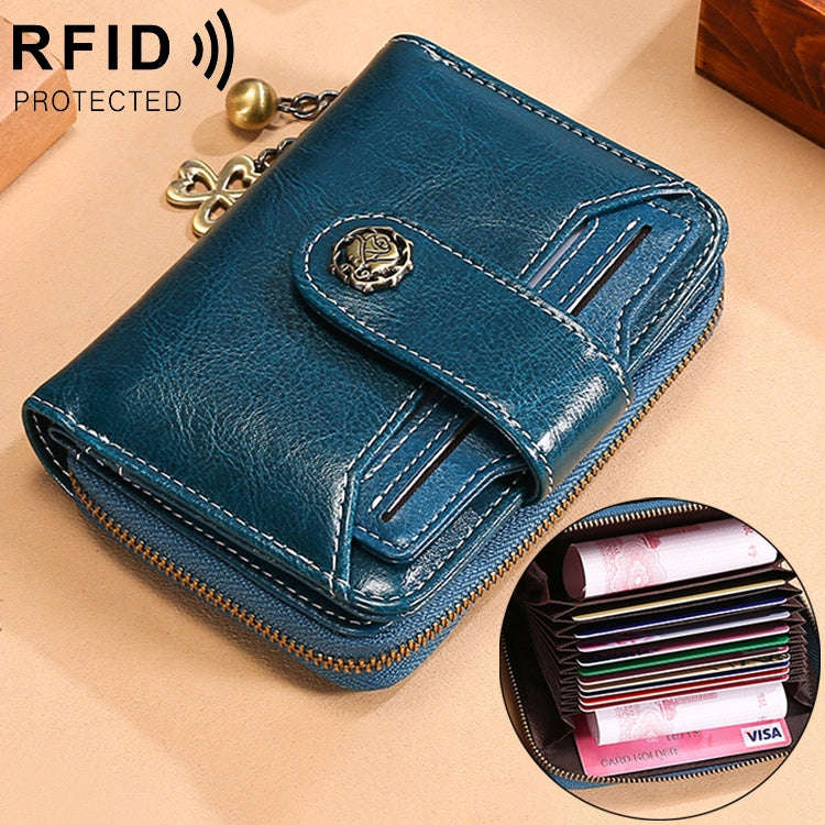 3522 Short Anti-magnetic RFID Wallet Multi-function Wallet for Ladies, with Card Slots(Blue)