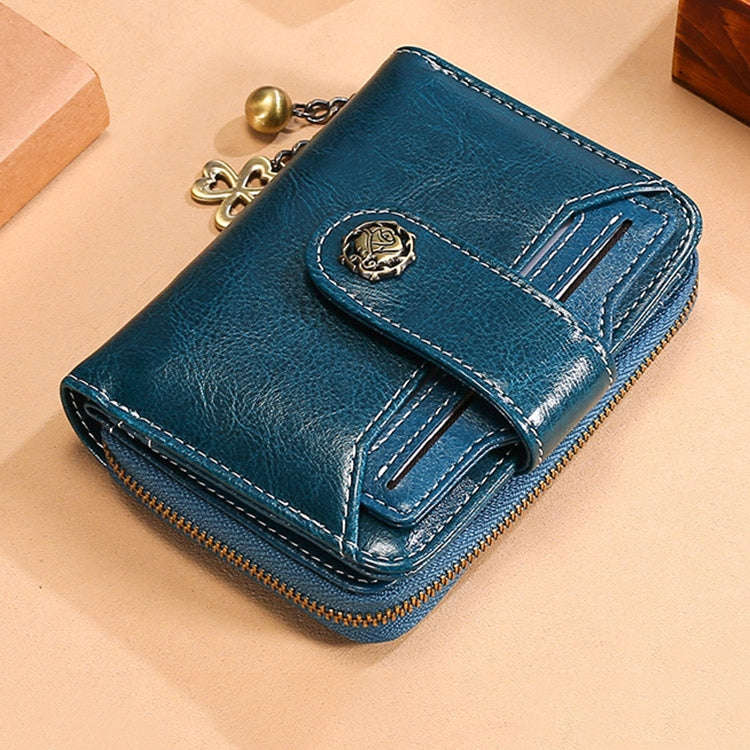 3522 Short Anti-magnetic RFID Wallet Multi-function Wallet for Ladies, with Card Slots(Blue)