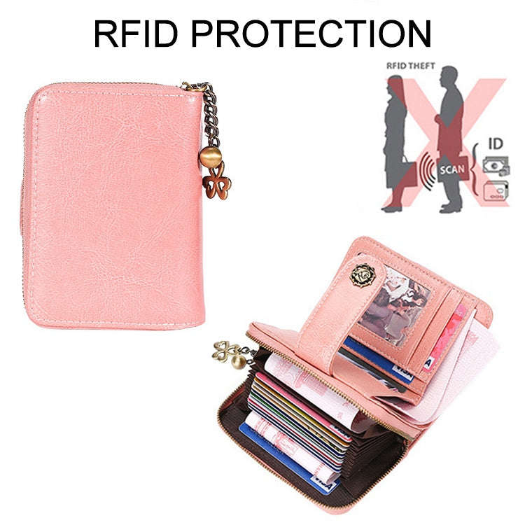 3522 Short Anti-magnetic RFID Wallet Multi-function Wallet for Ladies, with Card Slots(Blue)