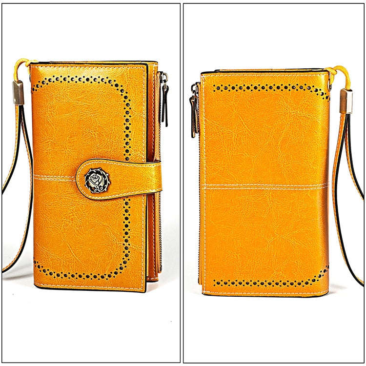 3526 Vintage Oil Wax Texture Large Capacity Long Multi-function Anti-magnetic RFID Wallet Clutch ...