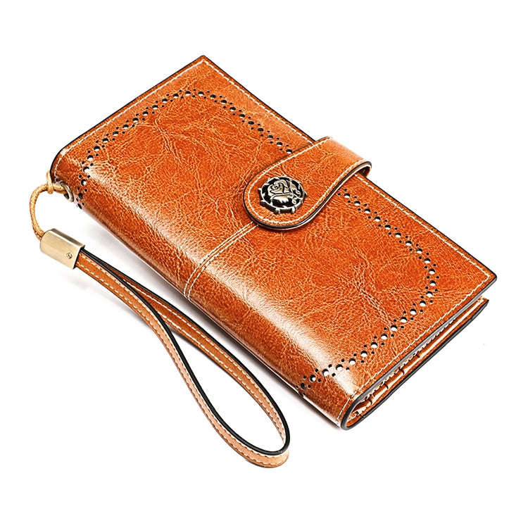 3526 Vintage Oil Wax Texture Large Capacity Long Multi-function Anti-magnetic RFID Wallet Clutch ...