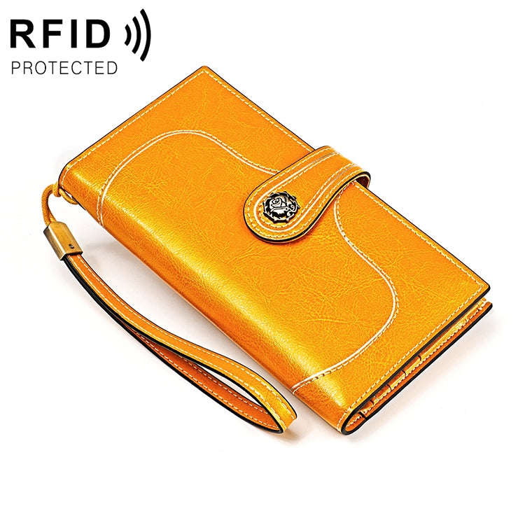 3527 Vintage Oil Wax Texture Large Capacity Long Multi-function Anti-magnetic RFID Wallet Clutch ...