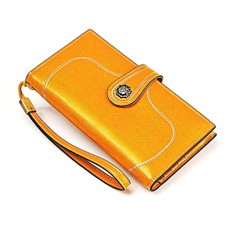 3527 Vintage Oil Wax Texture Large Capacity Long Multi-function Anti-magnetic RFID Wallet Clutch ...