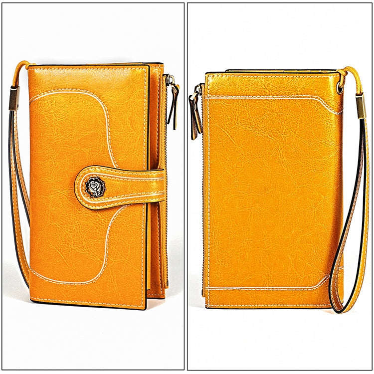 3527 Vintage Oil Wax Texture Large Capacity Long Multi-function Anti-magnetic RFID Wallet Clutch ...