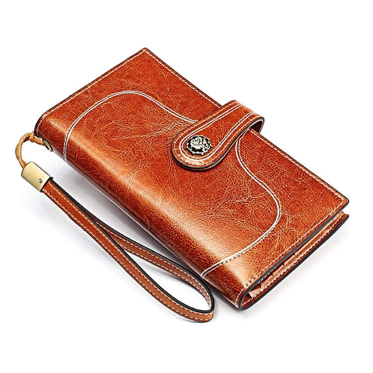 3527 Vintage Oil Wax Texture Large Capacity Long Multi-function Anti-magnetic RFID Wallet Clutch ...