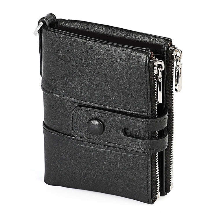 3529 Retro Crazy Horse Texture Double Zipper Anti-magnetic RFID Wallet for Man with Card Slots (B...