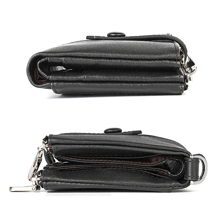 3529 Retro Crazy Horse Texture Double Zipper Anti-magnetic RFID Wallet for Man with Card Slots (B...