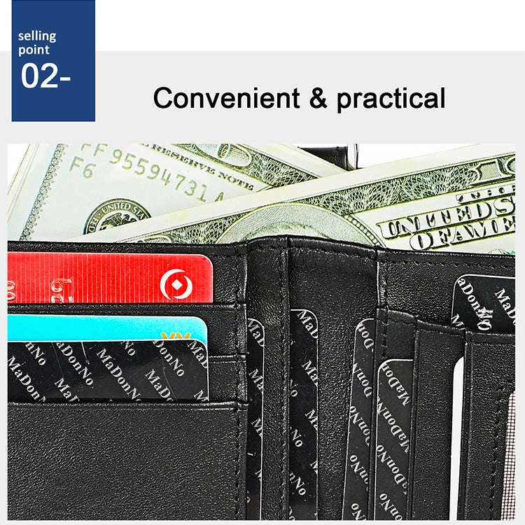 3529 Retro Crazy Horse Texture Double Zipper Anti-magnetic RFID Wallet for Man with Card Slots (B...