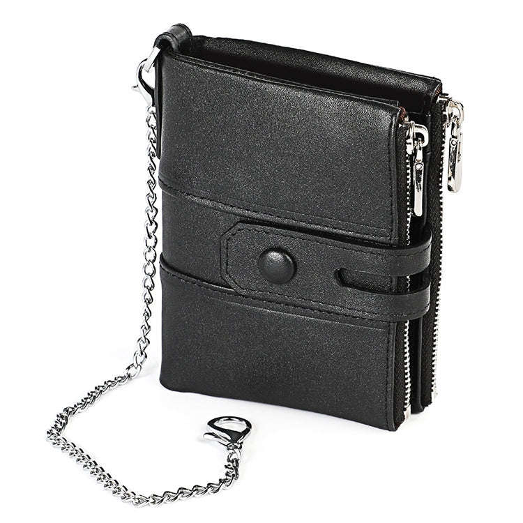 LT3529 Retro Crazy Horse Texture Double Zipper Anti-magnetic RFID Chain Wallet with Card Slots (B...