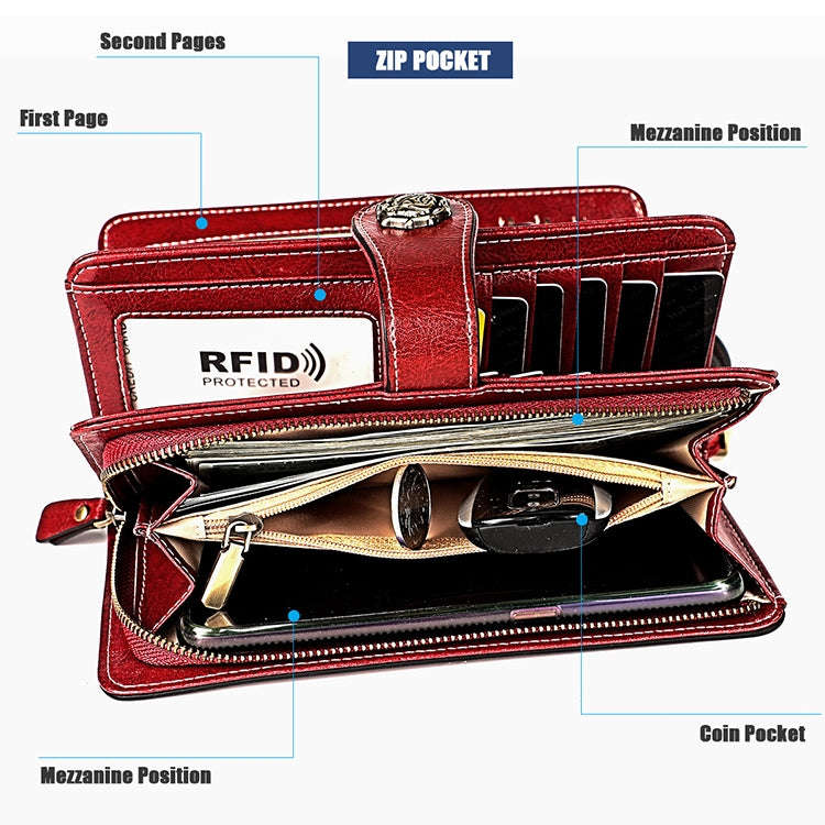3556 Large Capacity Long Multi-function Anti-magnetic RFID Wallet Clutch for Ladies with Card Slo...