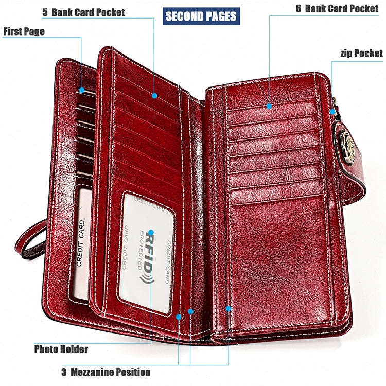 3556 Large Capacity Long Multi-function Anti-magnetic RFID Wallet Clutch for Ladies with Card Slo...