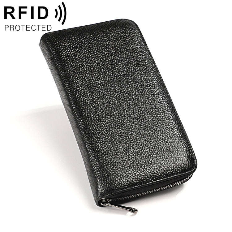 KB196 Top-grain Leather Large Capacity Multi-function 36-Bit Anti-magnetic RFID Organ Card Packag...