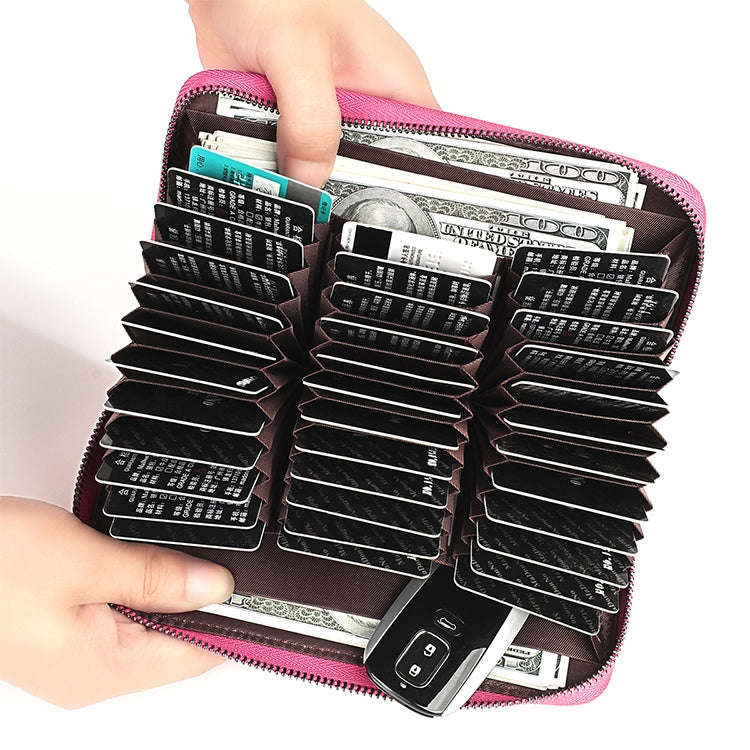 KB196 Top-grain Leather Large Capacity Multi-function 36-Bit Anti-magnetic RFID Organ Card Packag...