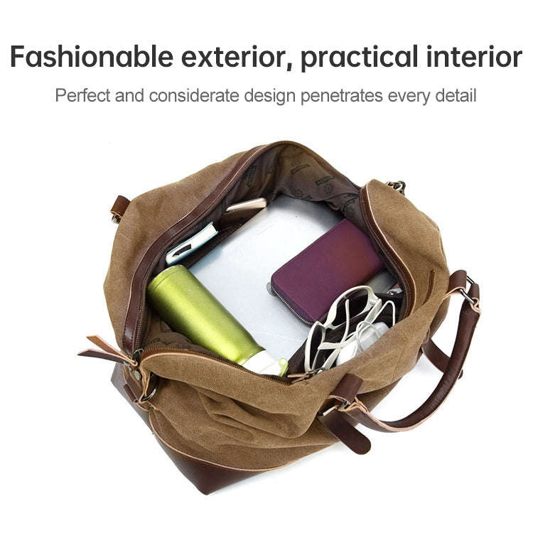 AUGUR 2012 Portable Casual Canvas Travel Handbag Baggage Shoulder Crossby Bag(Grey)