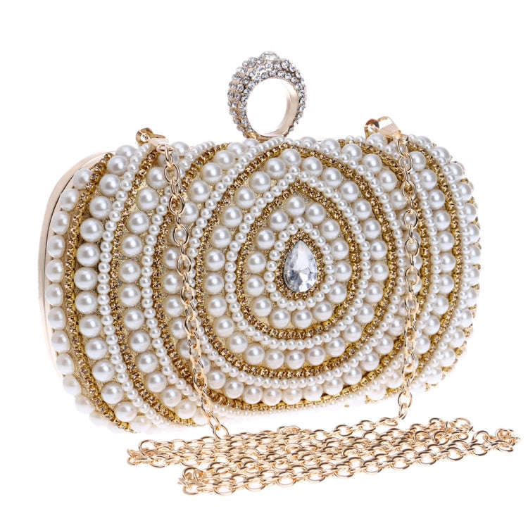 Women Fashion Banquet Party Pearl Handbag(Gold)