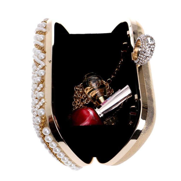 Women Fashion Banquet Party Pearl Handbag(Gold)