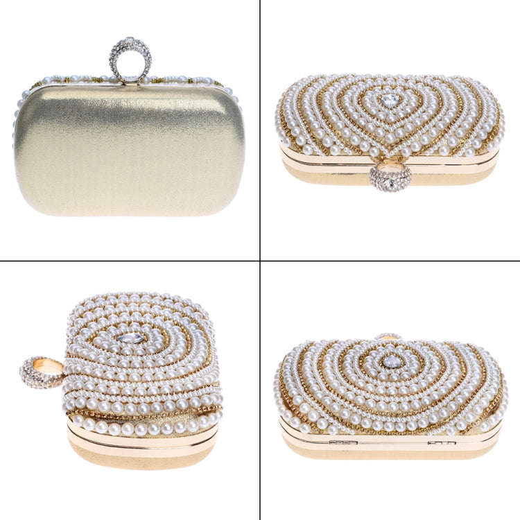Women Fashion Banquet Party Pearl Handbag(Gold)
