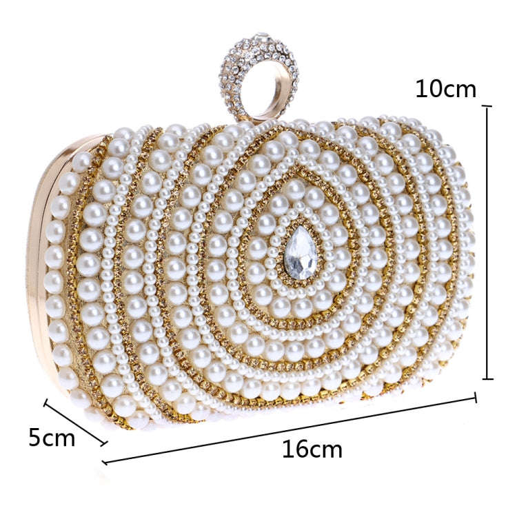 Women Fashion Banquet Party Pearl Handbag(Gold)