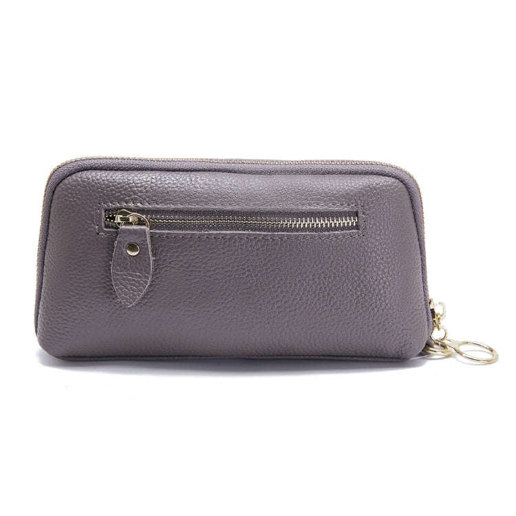 2-Folding Square Genuine Leather Handbag(Grey)