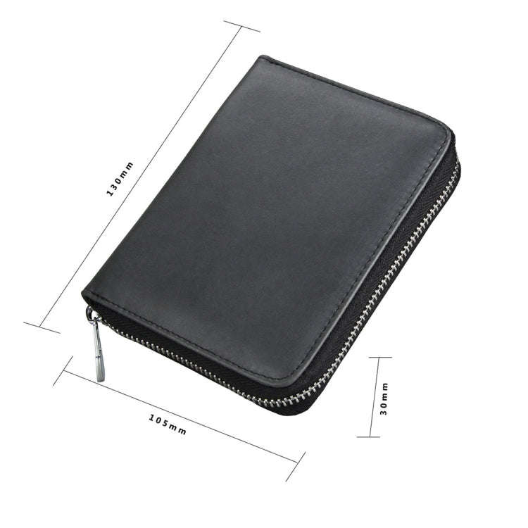 Antimagnetic RFID Multi-functional Genuine Leather Card Package(Black)