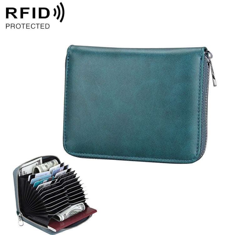 Antimagnetic RFID Multi-functional Genuine Leather Card Package(Green)