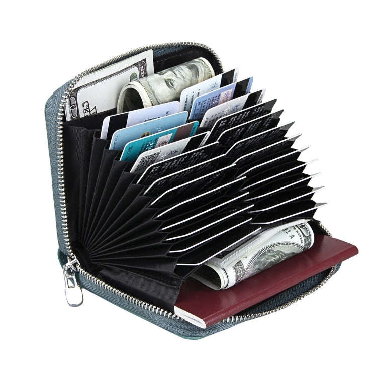 Antimagnetic RFID Multi-functional Genuine Leather Card Package(Green)