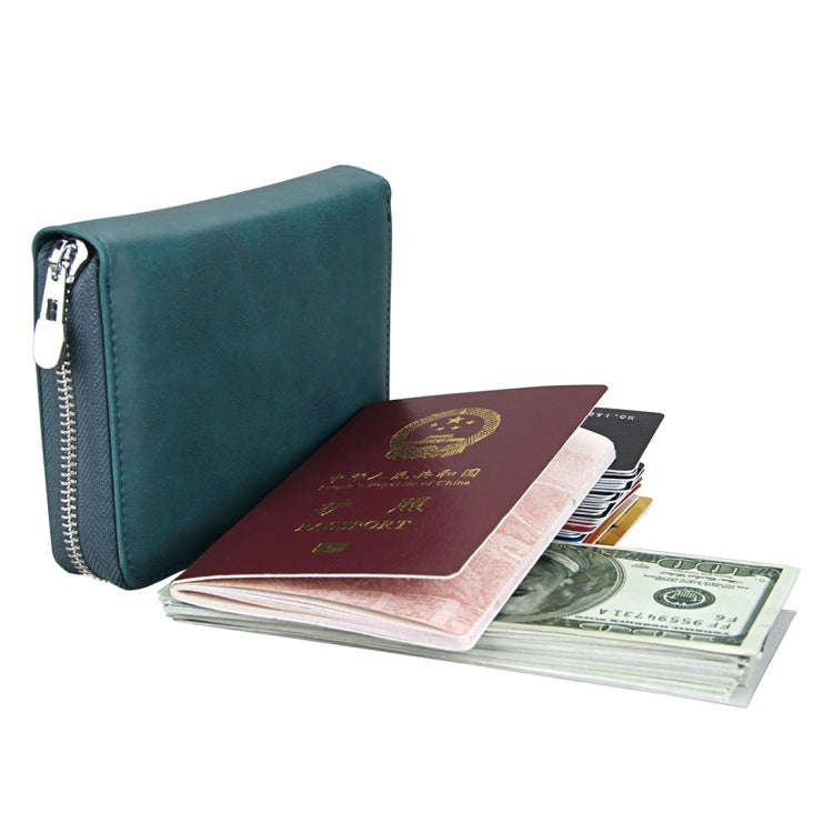 Antimagnetic RFID Multi-functional Genuine Leather Card Package(Green)