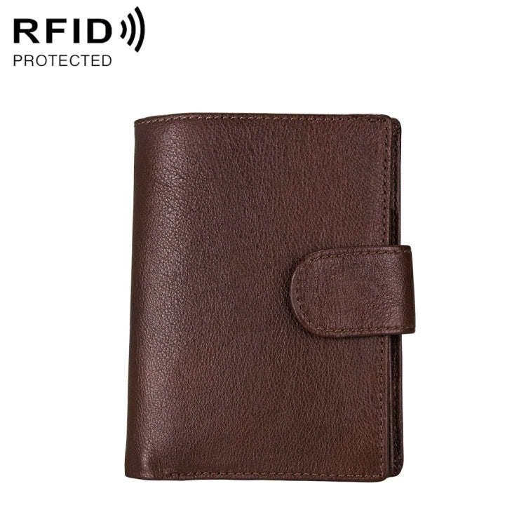 Antimagnet RFID Genuine Leather Wallet / Passport Package / Cowhide Card Slot for man(Coffee)
