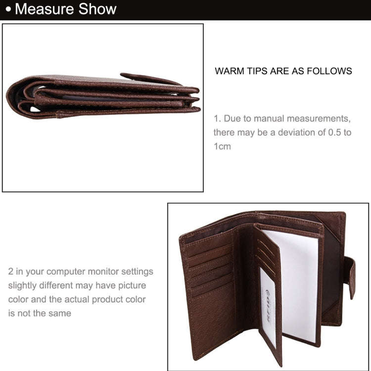 Antimagnet RFID Genuine Leather Wallet / Passport Package / Cowhide Card Slot for man(Coffee)