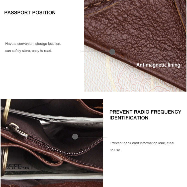 Antimagnet RFID Genuine Leather Wallet / Passport Package / Cowhide Card Slot for man(Coffee)
