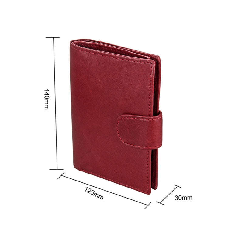 Antimagnet RFID Genuine Leather Wallet / Passport Package / Cowhide Card Slot for man(Red)