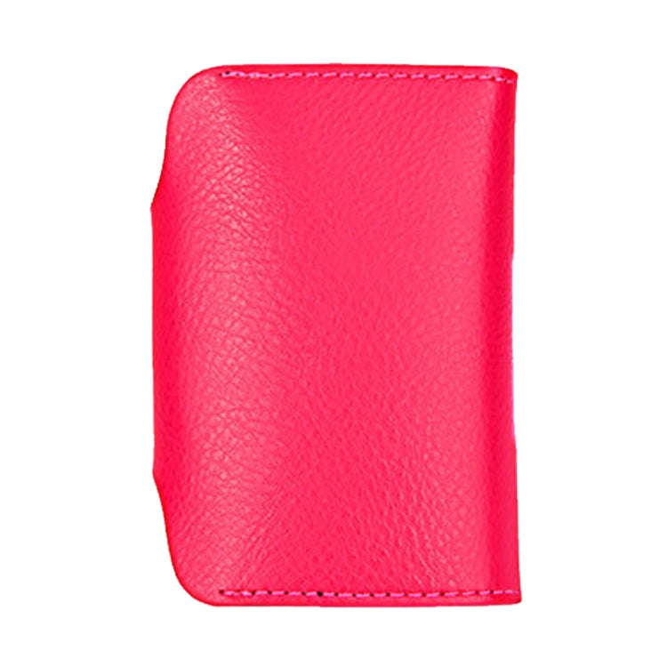 KB39 Simple Fashion Genuine leather Organ Card Bag Candy Color Card Package(Magenta)